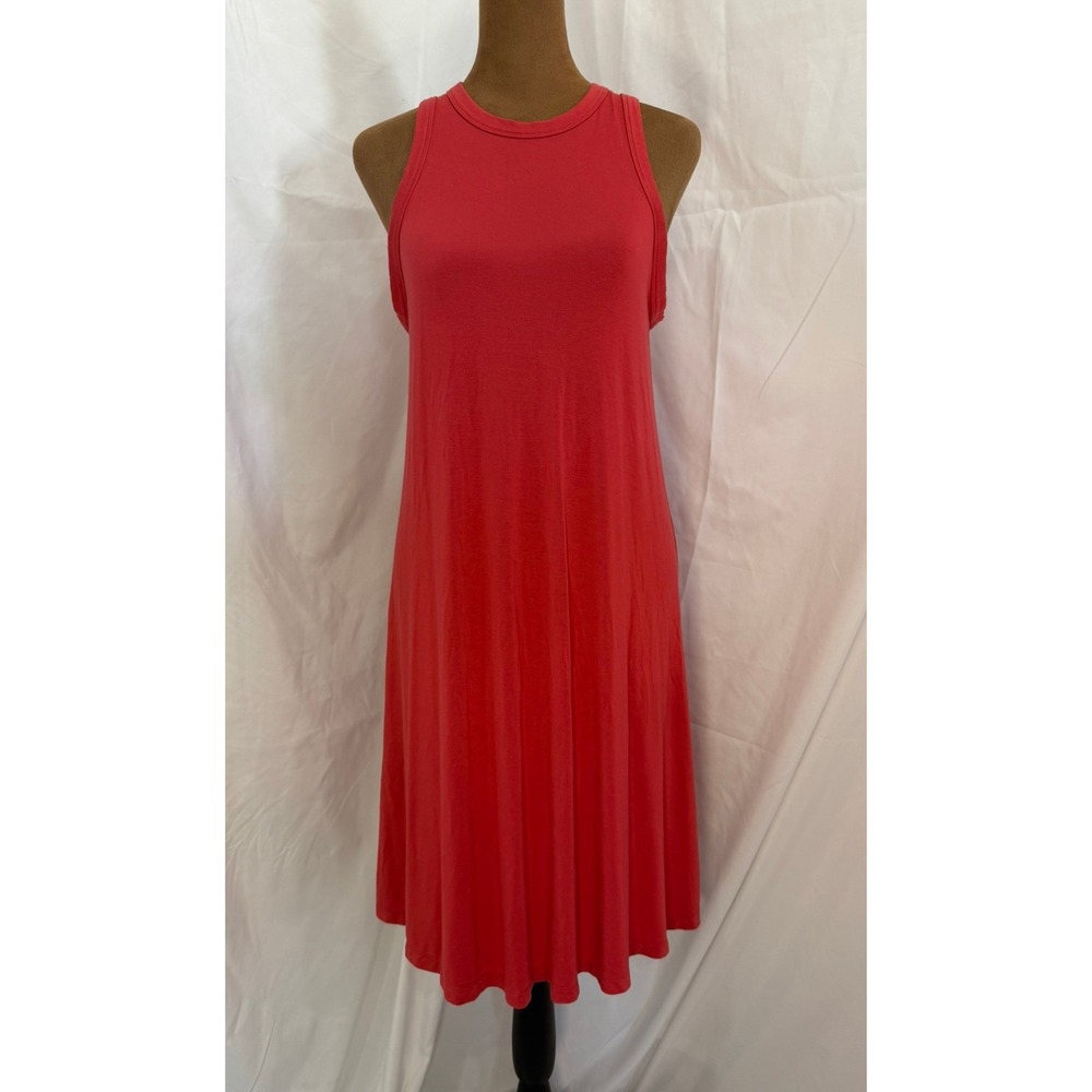 A New Day Womens Sleeveless Swing Dress Coral Pink Knit Small Mini Racerback